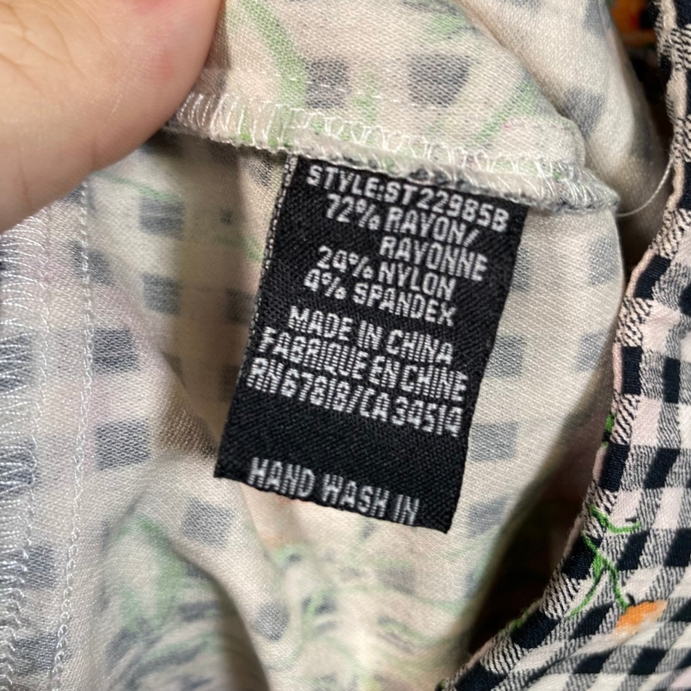 Jules & Leopold Womens Gingham Floral Cropped Pants Black White Picnic Size M - Picture 7 of 8